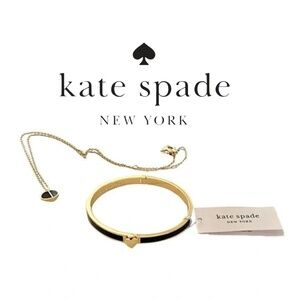 Kate Spade Heritage Spade Black Enamel Heart Mini Pendant and Bracelet Set